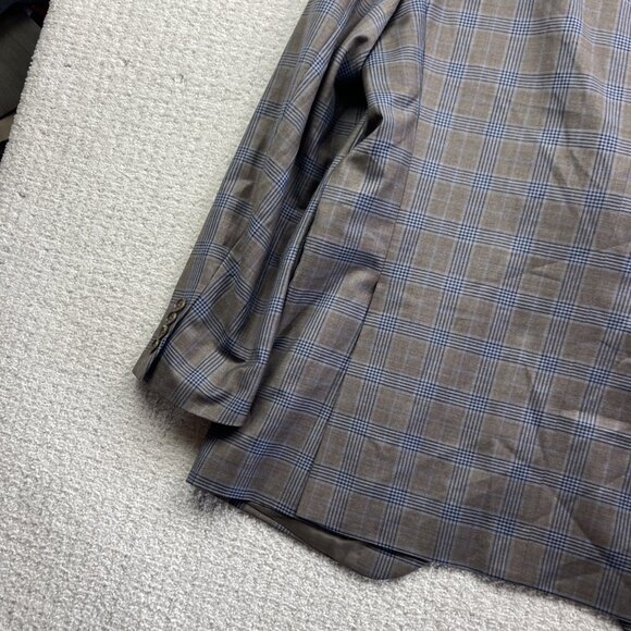 Coppley Biella Brown / Blue Plaid Sport Coat Jacket Super 130's Wool Sz 42R - Picture 12 of 16